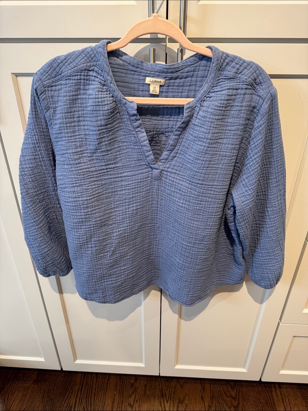 L.L. Bean Women's Slate Blue Textured Gauze Tunic